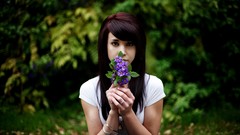 Flowers nature woman rings faces brunettes phonograph models 