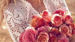 Flowers nature woman roses advertisement dress campaign blondes 