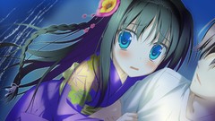 Flowers night water tears Ribbons kimono Beaches blush long 