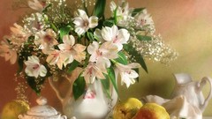 Flowers paintings pears