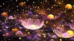 Flowers particles water reflections 3d art