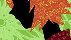 Flowers patterns Profile faces anime girls short hair sayonara 