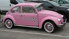 Flowers pink beetle cars Bug vintage Volkswagen customized