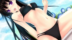 Flowers Plants paintings drawings long hair anime girls black 