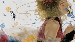 Flowers Profile anime girls green eyes short hair vocaloid 