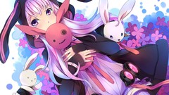 Flowers purple Ribbons coat jackets hoodies pink hair long hair 