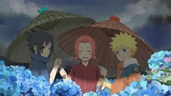 Flowers rain Anime friendship Umbrellas uchiha sasuke uzumaki 