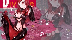 Flowers red eyes anime girls redheads League of Legends video 
