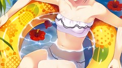 Flowers red eyes blush anime girls grisaia no kajitsu swimsuits 