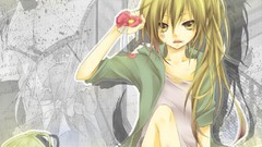 Flowers Ribbons blondes long hair vocaloid yellow eyes akita 