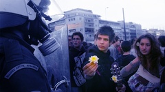 Flowers riots police