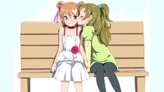 Flowers roses Anime dress blondes kissing blush anime girls 