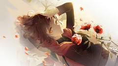 Flowers roses anime girls brown eyes rwby ruby rose