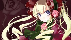 Flowers roses Anime Shinku Ribbons blondes long hair anime 