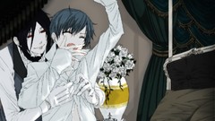 Flowers roses Anime sleeping tie beds white roses red eyes suit 