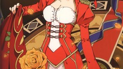 Flowers roses dress blondes smiling anime girls green eyes fate 