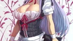 Flowers roses dress horns Ribbons stockings blush long hair 