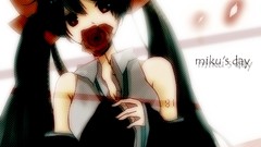 Flowers roses honey red eyes bows hatsune miku vocaloid black 