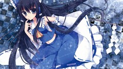 Flowers roses long hair anime girls blue eyes hakurei reimu 