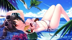 Flowers Sea Trees water clouds summer ice cream navel palm 