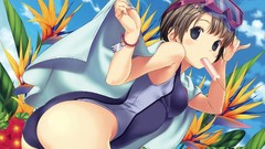 Flowers short hair swimsuits