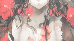 Flowers snakes dress tattoos anime girls brunettes rain drops