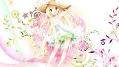 Flowers Stars dress hats circles bows blondes blush long hair 