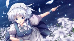 Flowers Stars woman weapons white flowers short hair braids 