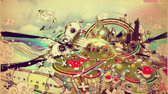 Flowers surreal rainbows spaceships