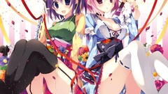 Flowers tea roses dress hats Ribbons sitting bows fans cups 