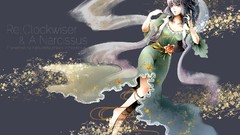 Flowers text dress ornaments belts scarfs blue hair barefoot 