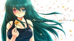 Flowers text petal dress white background red eyes blush long 