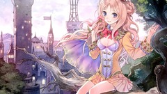 Flowers Trees Anime Flags blondes cities anime girls blue eyes 