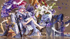 Flowers Trees Butterflies weapons Lilies food Katana dress hats 