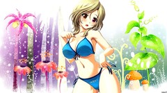 Flowers Trees mushrooms Anime navel palm trees red eyes blondes 