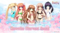 Flowers water brown Ribbons long hair anime girls blue eyes 