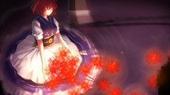 Flowers water dress short hair touhou onozuka komachi redheads 