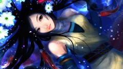 Flowers water game Anime Chinese RPG long hair anime girls 