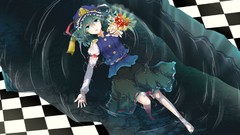 Flowers water hats Ribbons skirts barefoot anime girls blue 