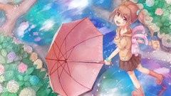 Flowers water Umbrellas puddles Ribbons bracelets skirts anime 
