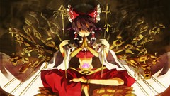 Flowers weapons Anime brown staff barefoot anime girls scythe 