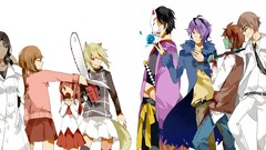 Flowers weapons roses blood Anime glasses tie red eyes Swords 