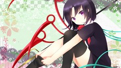 Flowers weapons wings dress trident sitting bows anime girls 