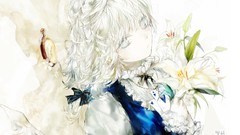 Flowers white hair bows long hair anime girls maids pocket 