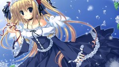 Flowers wings dress white roses blush anime girls red rose 