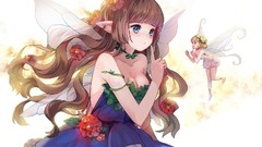 Flowers wings Fairies brown dress anime girls blue eyes 