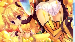 Flowers wings honey stockings blondes anime girls violet eyes 