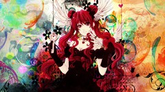 Flowers woman abstract wings keys dress Hearts red eyes gloves 