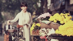 Flowers woman asians Viet Nam ao dai