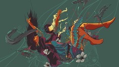 Flowers woman Birds eels artistic